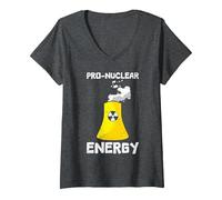 Women's Nuclear Power PRO Nuclear Energy Funny Activists V-Neck T-Shirt, Dark Heather Grey, XX-Large