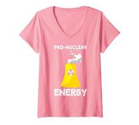 Women's Nuclear Power PRO Nuclear Energy Funny Activists V-Neck T-Shirt, Pink, Medium