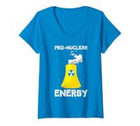 Women's Nuclear Power PRO Nuclear Energy Funny Activists V-Neck T-Shirt, Sapphire Blue, Medium