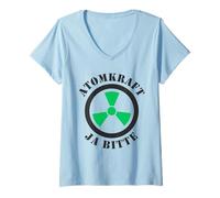 Women's Nuclear Power Yes Please Pro Nuclear Energy Support V-Neck T-Shirt
