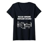 Womens Nuclear Submarine Propulsion Explained Diagram V-Neck T-Shirt