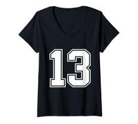 Women's Number 13 Thirteen Years Old 13th Birthday V-Neck T-Shirt