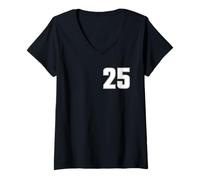 Womens Number 25 Twenty Five Age Year Sport Jersey #25 V-Neck T-Shirt