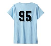 Womens Number 95 BACKSIDE - Retro 80s 90s Team Jersey Numbered V-Neck T-Shirt
