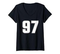 Women's Number 97 Ninety Seven Years Old Age Sports Team Jersey 97TH V-Neck T-Shirt