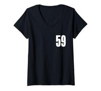 Womens Number Fifty Nine #59 Sports Team Uniform Birthday 59 V-Neck T-Shirt
