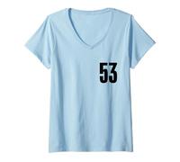 Womens Number Fifty Three #53 Sports Team Uniform Birthday 53 V-Neck T-Shirt