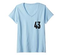 Womens Number Forty Three #43 Sports Team Uniform Birthday 43 V-Neck T-Shirt