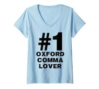 Women's Number One Oxford Comma Lover Humor Funny Grammar Nerd V-Neck T-Shirt