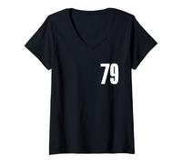 Womens Number Seventy Nine #79 Sports Team Uniform Birthday 79 V-Neck T-Shirt
