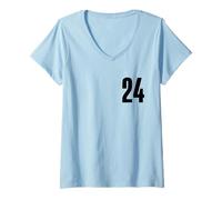 Womens Number Twenty Four #24 Sports Team Uniform Birthday 24 V-Neck T-Shirt