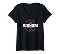 Womens Nuremberg Germany Label Coordinates 2C V-Neck T-Shirt