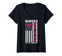 Women's Nurse Back The Blue I've Got Your Six American Flag V-Neck T-Shirt