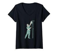 Women's Nurse IV Hang Linocut ICU Night Shift Art V-Neck T-Shirt