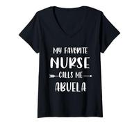 Womens Nurse My Favorite Nurse Calls Me Abuela Vintage Xmas V-Neck T-Shirt