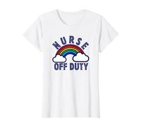 Womens Nurse off duty womens nurses day off retro rainbow T-Shirt