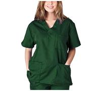 Women's Nurse Scrubs Beauty Salon Solid Color Short Sleeve with Pockets Classic Fit for Dental Carer Vet Beauty Pink Tunic Beauty Uniform Work Tunics for Women Uniform