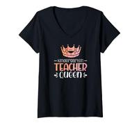 Women's Nursery Teacher Queen Crown V-Neck T-Shirt