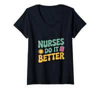 Womens Nurses Do It Better Motivational Humor V-Neck T-Shirt