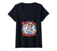 Womens Nurses Save Christmas Holiday Nurse for Medical Workers V-Neck T-Shirt