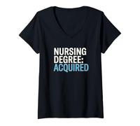 Women's Nursing Degree Acquired Nurse Graduate V-Neck T-Shirt