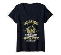 Women's Nursing is not a Career It's a Post Apocalyptic Survival Ski V-Neck T-Shirt