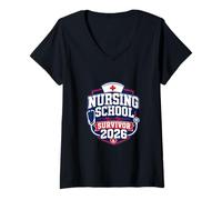 Women's Nursing School Survivor 2026 Nurse Graduate V-Neck T-Shirt