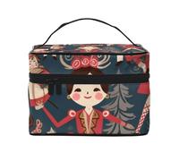 Women's Nutcracker Ballet Xmas Dance Cartoon Printing Makeup Bag for Women Portable Travel Cosmetic Case Make Up Organizer Bag Beauty Box with Inner Pouch and Handle