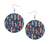 Women'S Nutcracker Ballet Xmas Dance Elegant Leather Round Earrings-Fashionable And Unique Accessories For Everyday Wear
