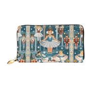 Women's Nutcracker Ballet Xmas Dance Leather Wallet for Women Long Coin Purse Ultra Slim Credit Cards Holder Bifold Clutch