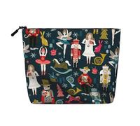 Women's Nutcracker Ballet Xmas Dance Portable Makeup Case Fake Hemp, Women's Travel Organizer Large Capacity Zippered Pouch