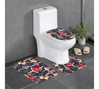 Women's Nutcracker Ballet Xmas Dance Print Bathroom Mat Set 3 Pieces, Ultra Soft Carpet Quick Dry Bathroom Rug Sets Mats Absorbent with U-Shaped Toilet for Bathroom, Tub, Shower Toilet Base
