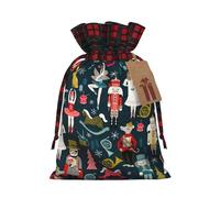 Women's Nutcracker Ballet Xmas Dance Print Christmas Drawstring Gift Bags,Gifts Wrapping Bag for Xmas Birthday Holiday Party
