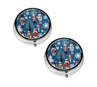 Women's Nutcracker Ballet Xmas Dance Print Pill Box 3 Compartment Medicine Pill Case,Portable for Pocket Or Purse Pill Organizer Decorative Metal Medicine Vitamin Organizer Unique Gift