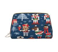 (Women's Nutcracker Ballet Xmas Dance) Print Pu Leather Makeup Bag with Zipper Pocket Compact Organizer for Travel/Purse