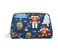 (Women's Nutcracker Ballet Xmas Dance) Print Pu Leather Makeup Bag with Zipper Pocket Compact Organizer for Travel/Purse