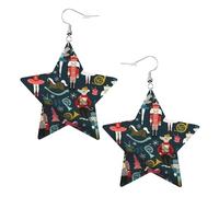 Women's Nutcracker Ballet Xmas Dance Prints Leather star earrings Pendant Stylish and light Lightweight Dangle for Women Girls, One Size, Leather, No Gemstone