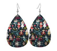 Women's Nutcracker Ballet Xmas Dance Prints Leather Teardrop earrings Pendant Stylish and light Lightweight Dangle for Women Girls, One Size, Leather, No Gemstone