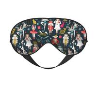Women's Nutcracker Ballet Xmas Dance Reversible Eye Mask Double Sided Blackout Mask Adjustable Soft Sleep Travel Nap Cover