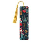 Women's Nutcracker Ballet Xmas Dance Wooden Bookmarks 5 Pcs,Handmade Double-Sided Printed Book Marks Page Markers with Gold Tassels Book Accessories Gift for Book Lovers Women Men