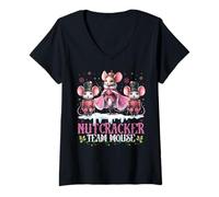 Womens Nutcracker Team Mouse Christmas Dance Ballet Merry Christmas V-Neck T-Shirt