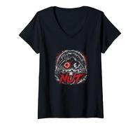 Women's Nuti Cosmic Sea Sun and Moon Pyramid Anchor V-Neck T-Shirt