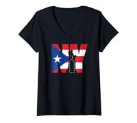 Womens Nuyorican New York Puerto Rico Rican Flag Taino Boricua V-Neck T-Shirt