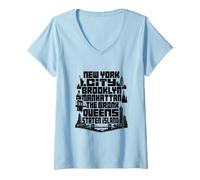 Women's NYC New York City Boroughs Skyline Brooklyn Manhattan V-Neck T-Shirt