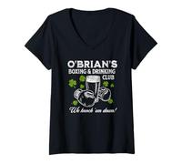 Women's O’Brian’s Boxing & Drinking Club Design - Funny Irish V-Neck T-Shirt