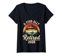 Women's O-Fish-Ally Retired 2026 Funny Fishing Retirement V-Neck T-Shirt