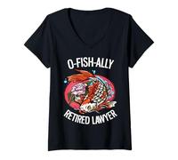 Women's O-Fish-Ally Retired Lawyer Funny Koi Lover Retirement V-Neck T-Shirt