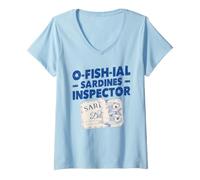 Women's O-Fish-Ial Sardines Inspector - Tinned Fish V-Neck T-Shirt