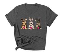 Women's O-Neck Leopard Print Short Sleeve Slim T-Shirt Cool Things For 12 Year Olds, darkgray, XXL