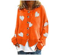 Women's O-Neck Long Sleeve Ribbed Knitted Jumper Casual Pullover Warm Top, orange, L